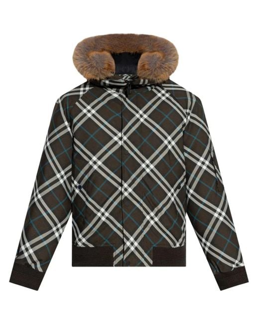 Burberry Gray Checked Padded Jacket for men