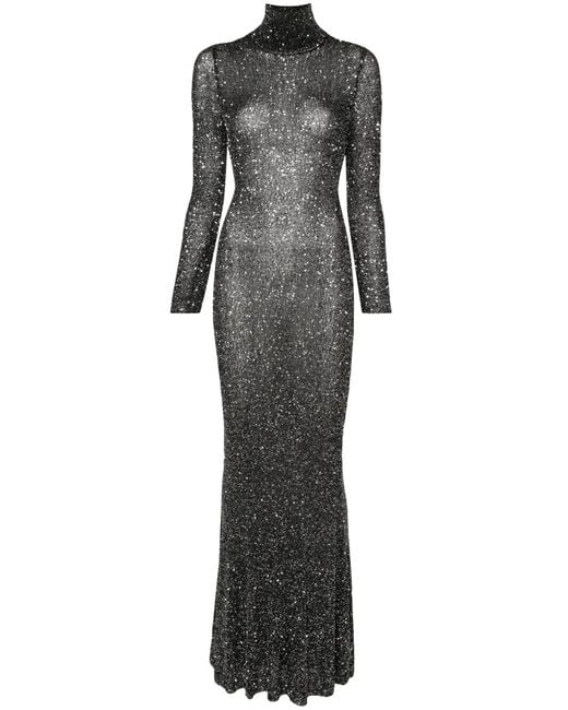 Balenciaga Gray Sparkled High-Neck Maxi Dress
