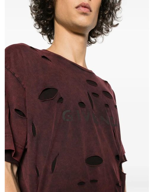 Givenchy Layered-Design Ripped Cotton T-Shirt for men