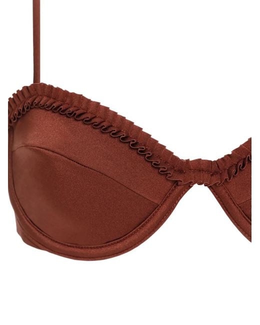 Agua Bendita Brown Madelyn Ruffled-Trim Bikini Top