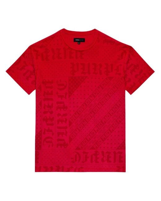 Purple Brand Red Logo-print Cotton T-shirt for men