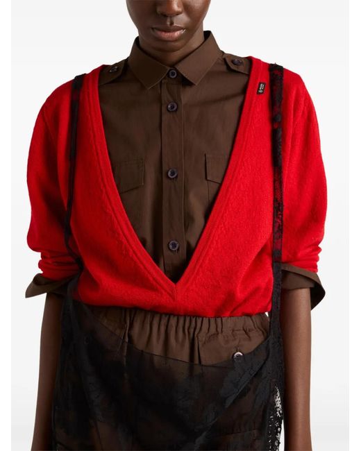 Prada Red Pull En Cachemire À Col V