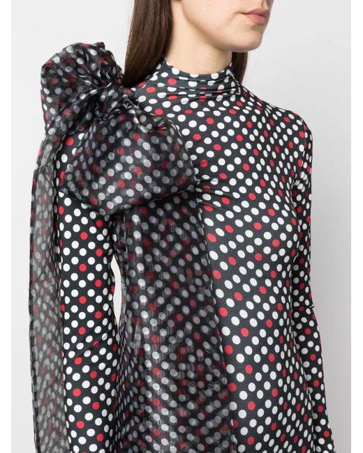 Atu Body Couture Black Bow-Detail Polka-Dot Jumpsuit
