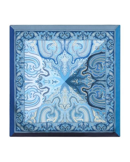 Etro Blue Patterned-Jacquard Pocket Square for men