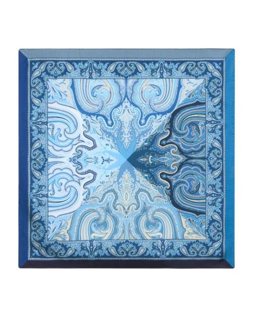 メンズ Etro パターンジャカード ポケットチーフ Blue