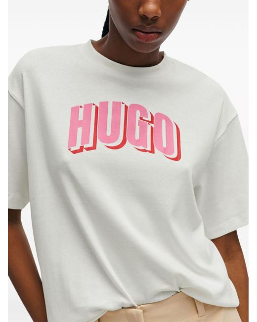T-Shirt HUGO Weiß Lyst in DE Logo-Print | mit