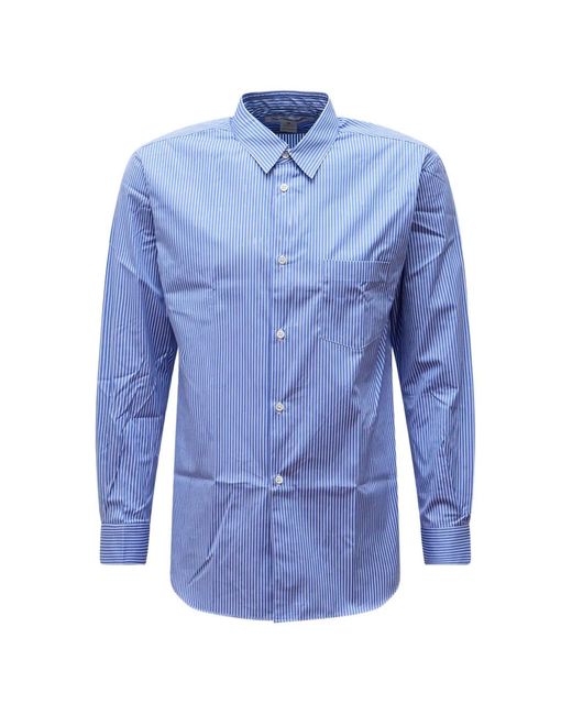 Comme des Garçons Blue Forever Button-Down Striped Cotton Shirt for men