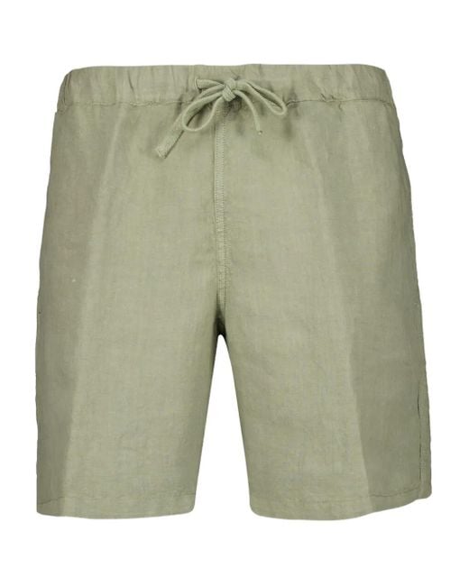 120% Lino Linnen Shorts Met Elastische Taille in het Green voor heren
