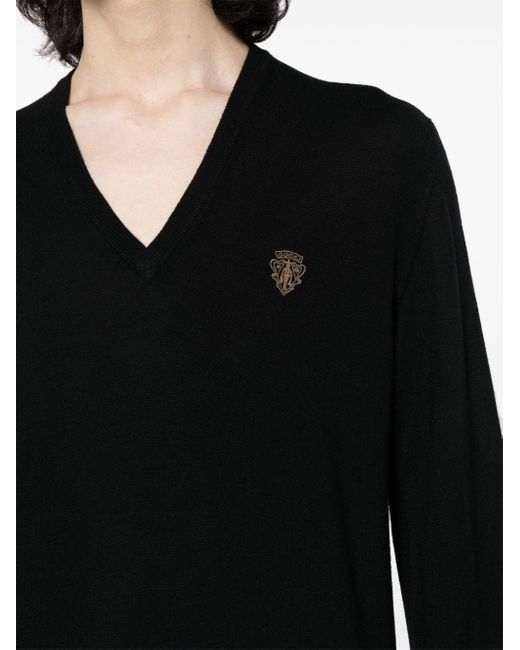 Gucci Black Crest-embroidery Wool Jumper for men