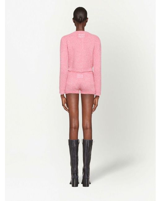 Miu Miu Pink Bouclé Virgin-wool Shorts