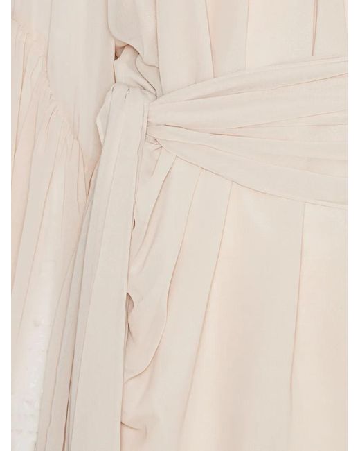 ROTATE BIRGER CHRISTENSEN White Chiffon Dress With Shoulder Straps And Tie
