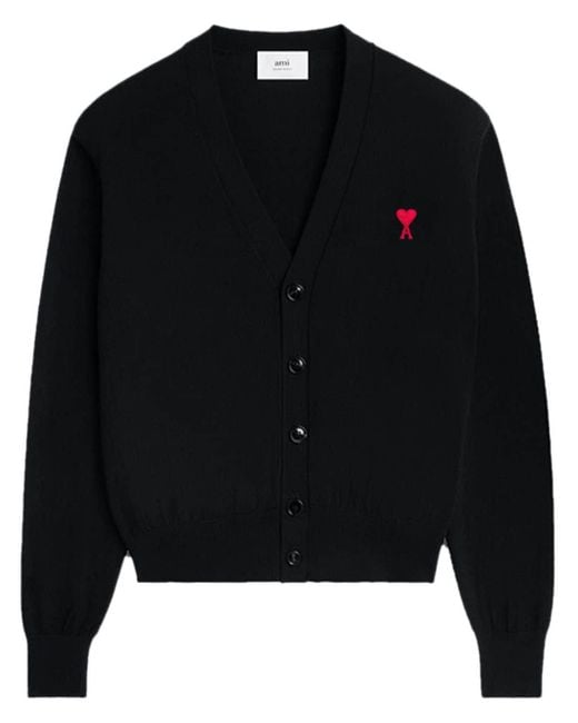 AMI Wollen Vest Met Geborduurd Logo in het Black voor heren