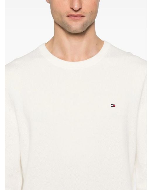 Tommy Hilfiger White Crew-Neck Sweater for men