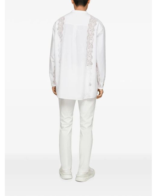 Dolce & Gabbana White Logo-Tag Tailored Trousers for men