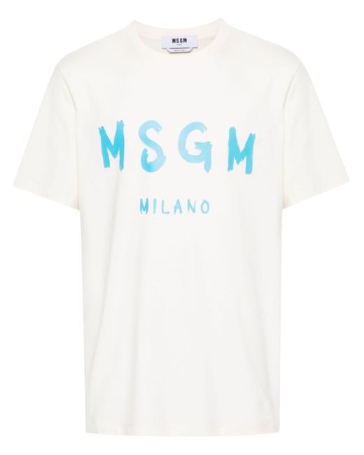 メンズ MSGM ロゴ Tシャツ Blue