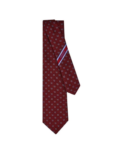Ferragamo Red Gancini Jacquard Tie for men
