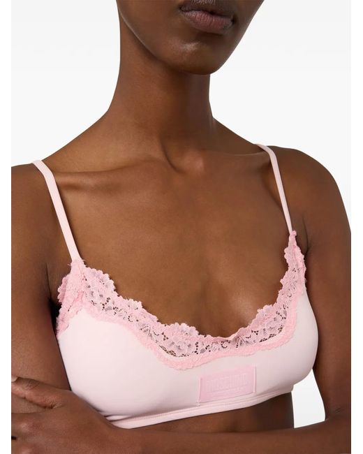Moschino Pink Microfiber And Lace Bra