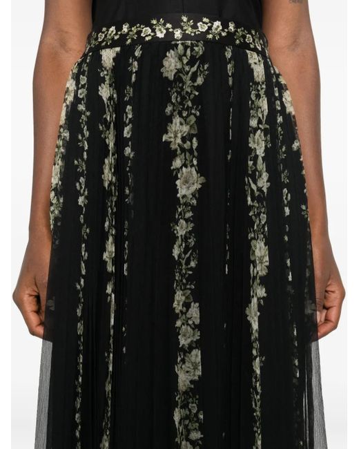 Alice + Olivia Katz Geplooide Maxi-Rok Met Bloemenprint in het Black