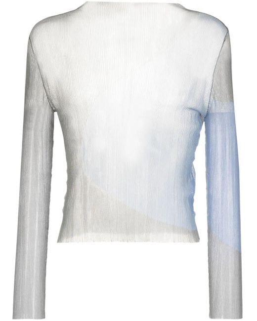 Eckhaus Latta Blue Watercolor Long-Sleeve Top