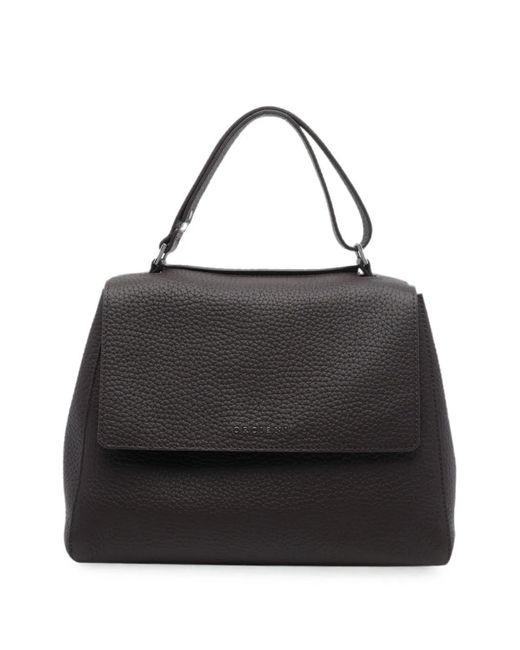 Orciani Black Midi Sveva Leather Shoulder Bag