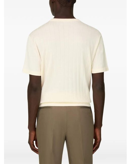Boggi White Ribbed T-Shirt for men