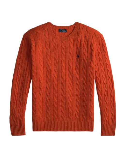 メンズ Polo Ralph Lauren ケーブルニット ウールセーター Red