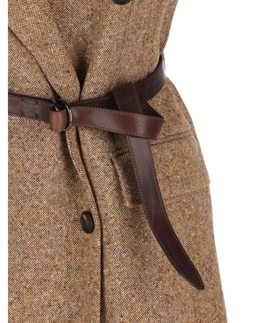 Brunello Cucinelli Brown Belted Double-Breasted Waistcoat