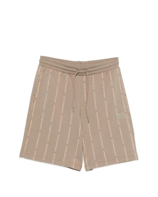 EA7 Natural Logo-Print Shorts for men