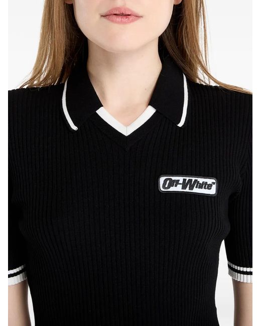 Off-White c/o Virgil Abloh Black Ribbed Short-Sleeve Top