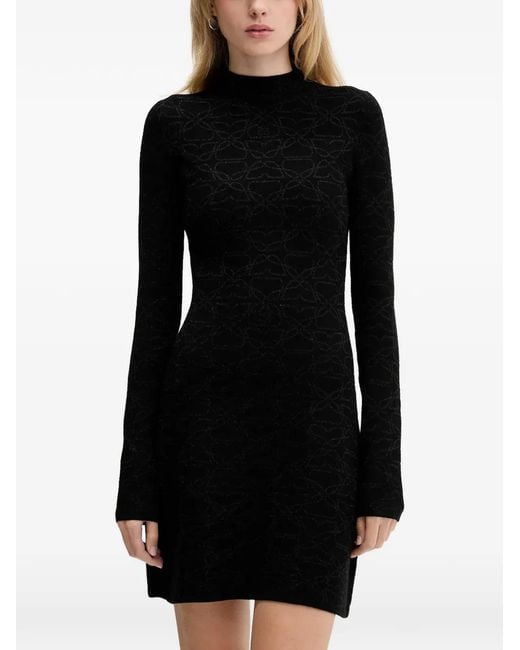 HUGO Women's Black Robe Courte À Motif Géométrique