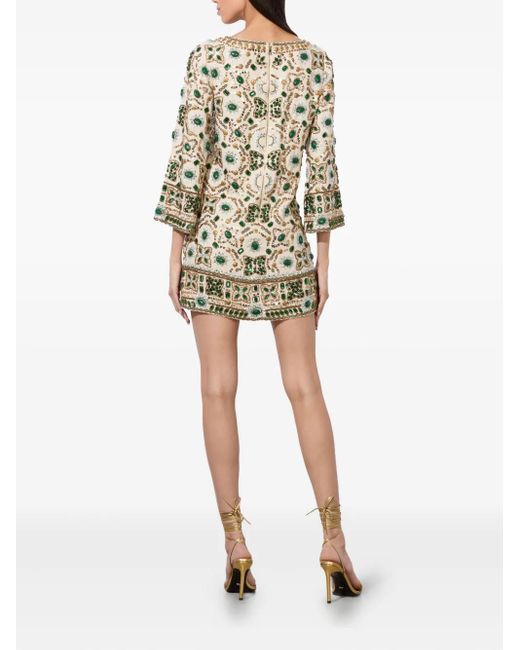 alice and olivia white beaded dress COLEY EMBELLISHED MINI DRESS in OFF WHITE