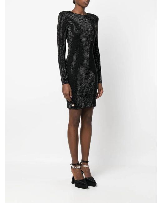 Philipp Plein Mini-Jurk Verfraaid Met Kristallen in het Black