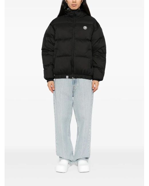 Aape By A Bathing Ape Black Logo-Appliqué Padded Jacket for men