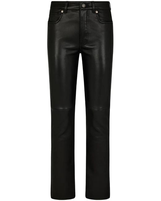 Tom Ford Black Low-Rise Tapered Leather Trousers