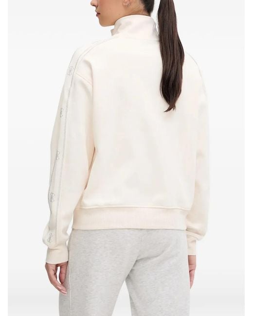 Guess White Logo Zip Sweatshirt