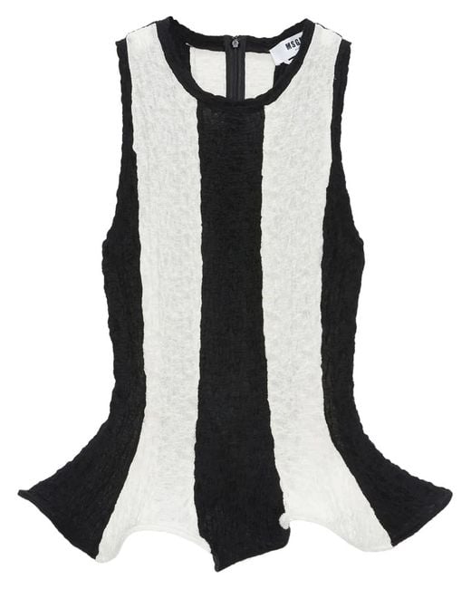 MSGM Gestreepte Top in het Black