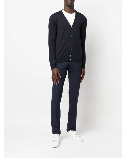 Zanone Blue Buttoned Virgin-Wool Blend Cardigan for men