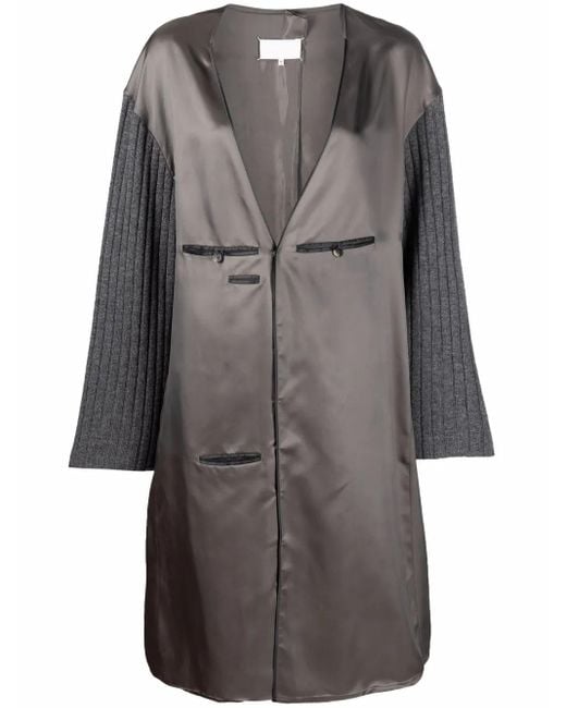 Maison Margiela Gray Contrasting-Sleeves V-Neck Dress