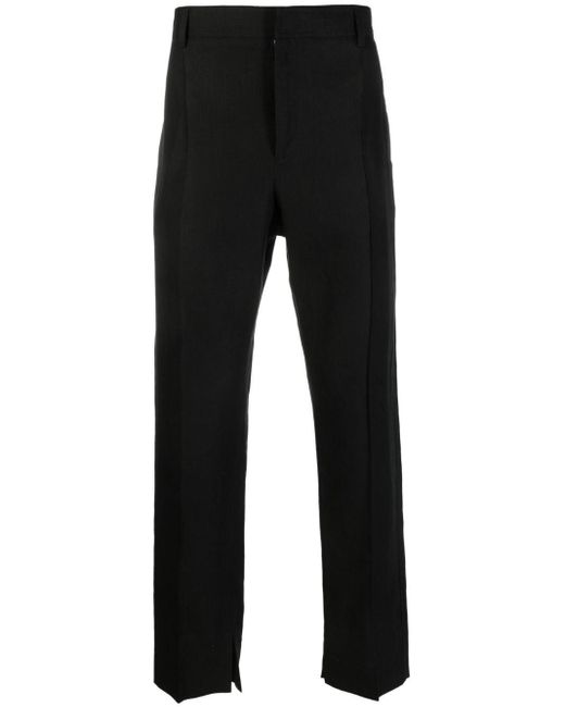 Loewe Black Pressed-crease Linen Tailored Trousers for men