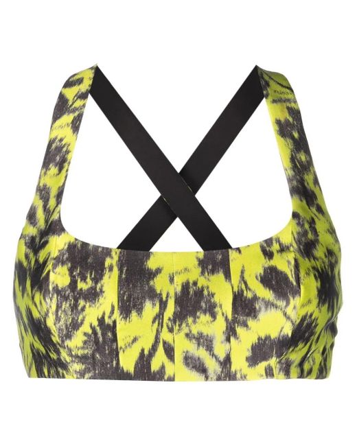 Philosophy Di Lorenzo Serafini Yellow Floral-Print Cross-Strap Bralette