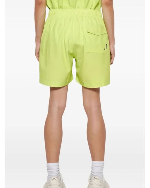 Purple Brand Yellow All Round Logo-Print Swim Shorts for men