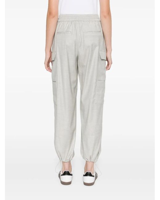 Peserico Gray Pleated Tapered Cargo Trousers
