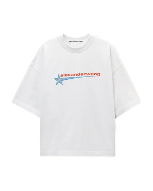 Alexander Wang White T-Shirt Mit Grafischem Print