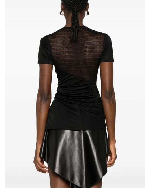 Givenchy Black 4G-Lace Draped Top
