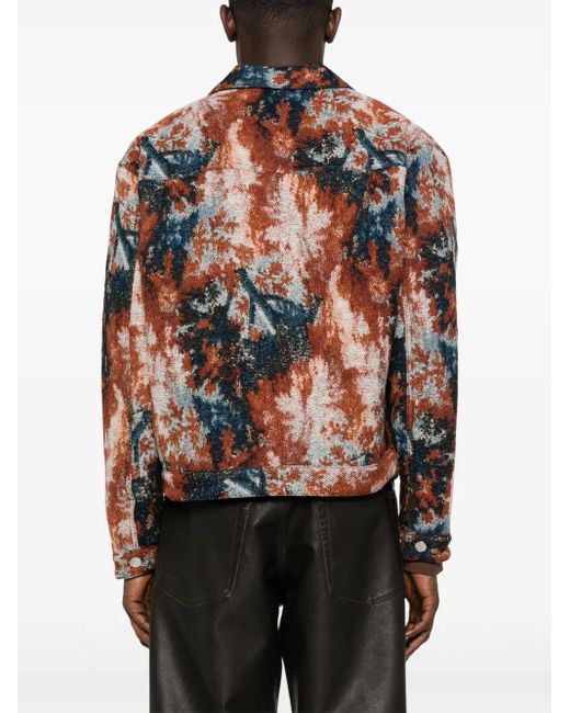 Sobrecamisa con motivo abstracto sunflower de hombre de color Brown