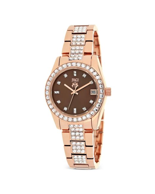 Jivago Metallic Magnifique Crystal-Embellished 30Mm Quartz Watch