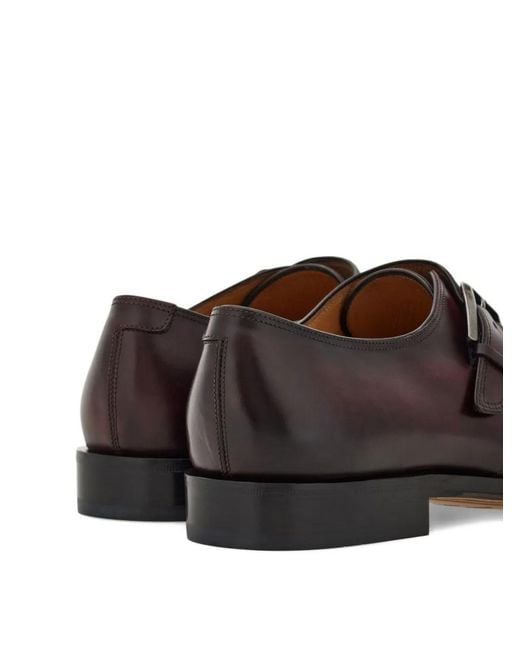 Ferragamo Brown Single Monk Shoes for men