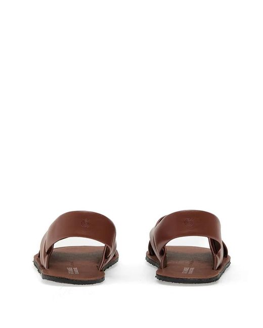 Groundies Brown Crossover-Strap Slingback Sandals