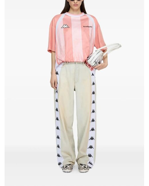 Acne Studios X Kappa Logo T-Shirt in Pink | Lyst
