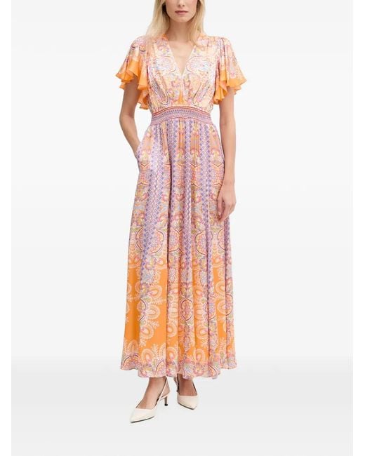 Hale Bob Pink Sandra Charmeuse Paisley-Print Maxi Dress